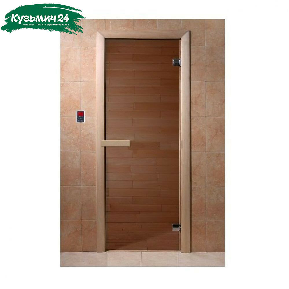 Дверь Doorwood Банька бронза 1900х700 мм стекло 6 мм 2 петли хвоя