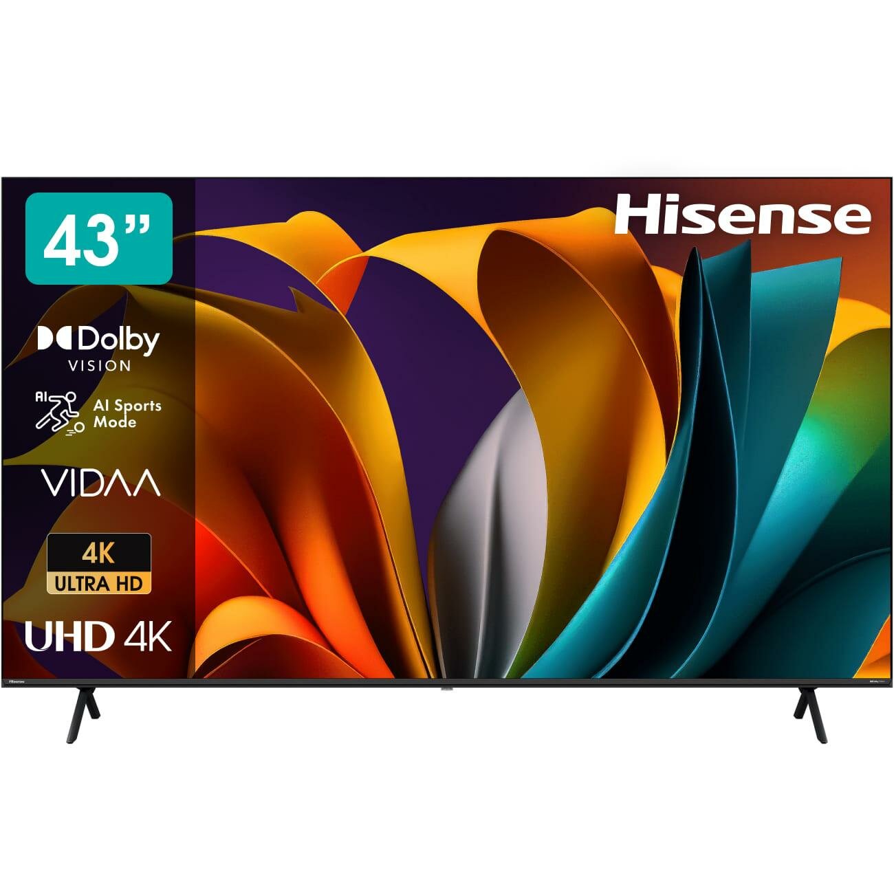 Телевизор 43" Hisense 43A6N, LED, 4K Ultra HD, 3840x2160, Smart TV (VIDAA), черный