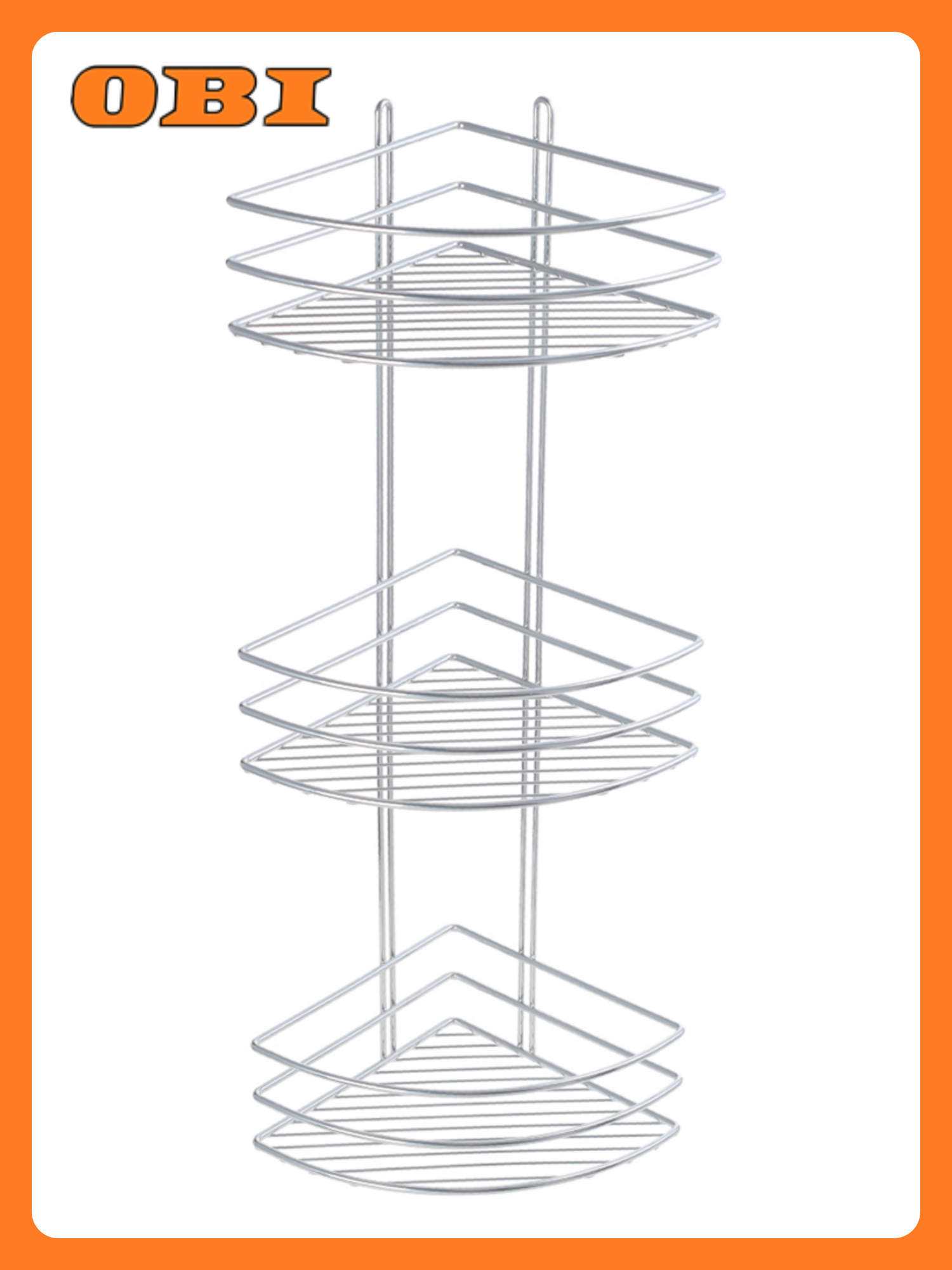 Полка Fixsen угловая 3 уровня хром металл настенная решетчатая ширина 20 см глубина 20 см высота 66 см