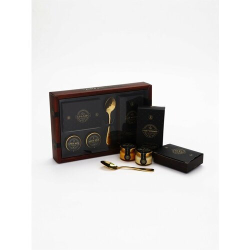 Набор 23 Февраля крем-мед орехи в шоколадной глазури чай ложка 5242299 1479₽