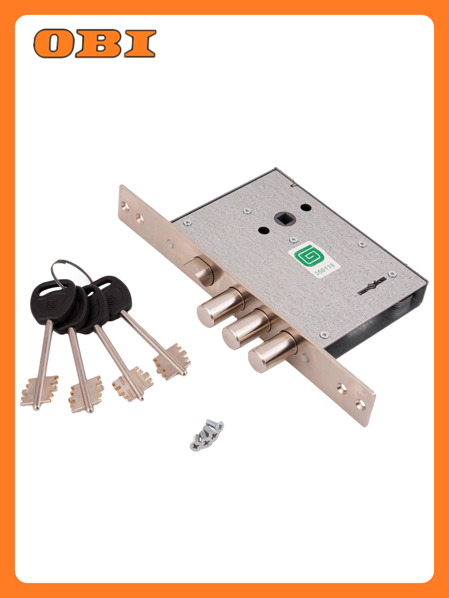 Замок врезной Гардиан-30.11 сувальдный серебристый 4 ключа