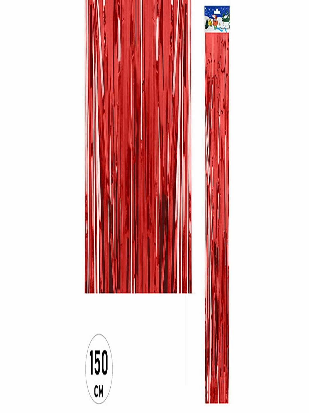 Новогодний красный декоративный дождик — эффектное украшение для праздника, 1 пачка -10 штук.