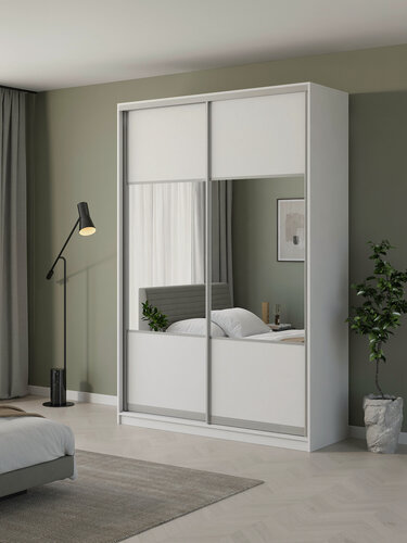 Изображение товара Шкаф купе Матэрна для одежды белый комбинированный 160 х 58 х 240 см