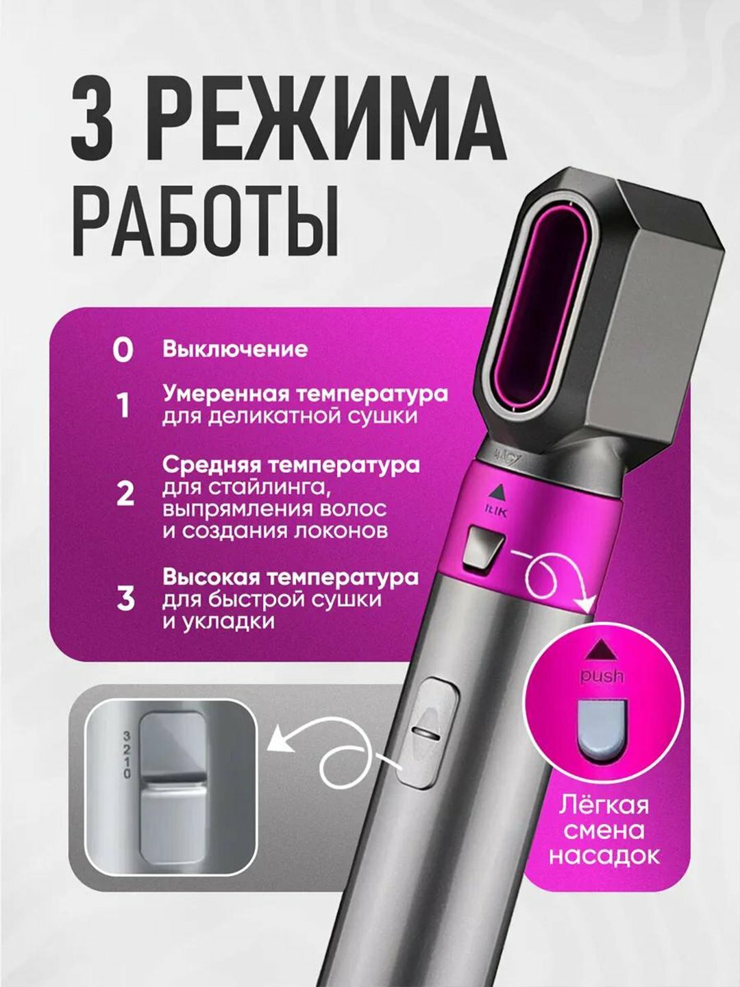 Профессиональный фен стайлер Dyson для волос, с насадками 5 в 1, кейс в подарок — фото 1