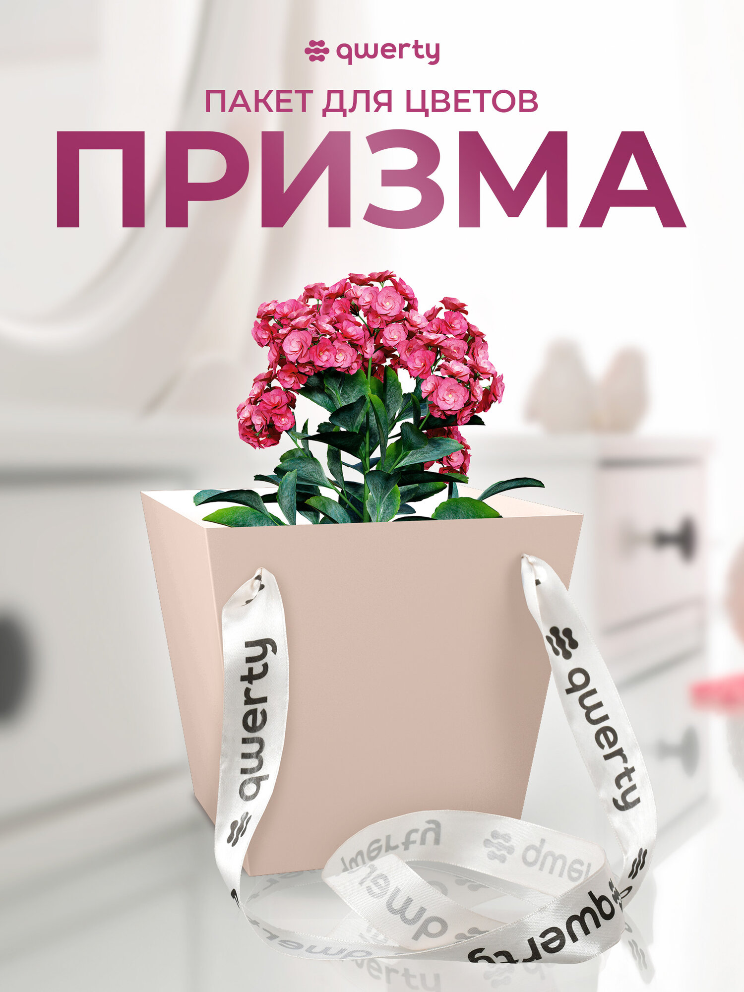 Подарочный пакет QWERTY  Призма   для сладостей  цветов и украшений  картонный