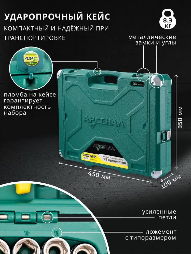 Набор инструментов 99 предмета (С) Арсенал — фото 1