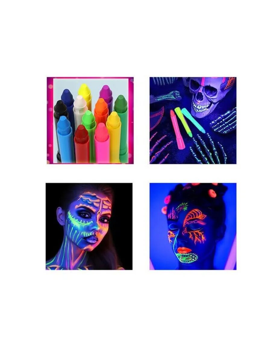 Набор для макияжа СмеХторг 6 карандашей и трафарет светящийся в темноте