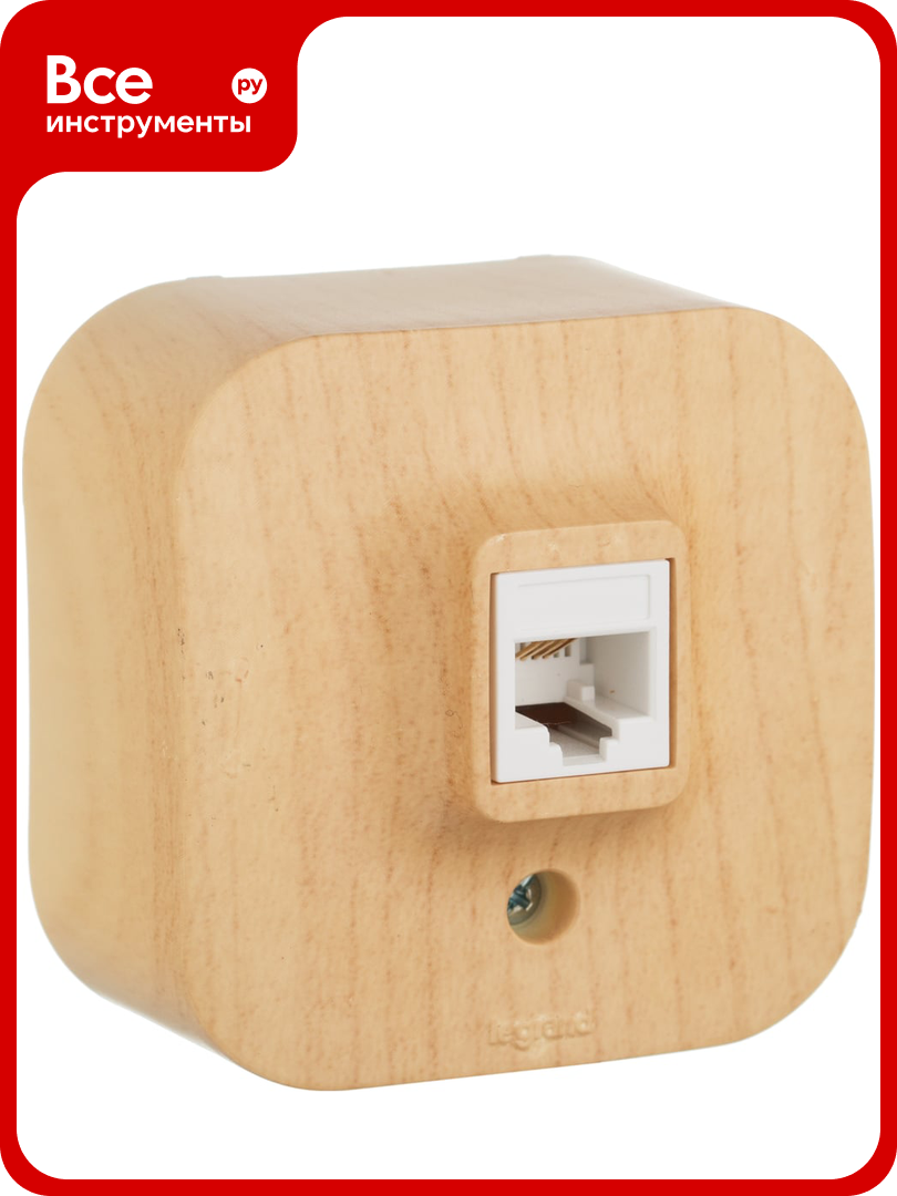 Розетка Legrand телефонная RJ11 Legrand Quteo IP20 накладной монтаж дерево 782274