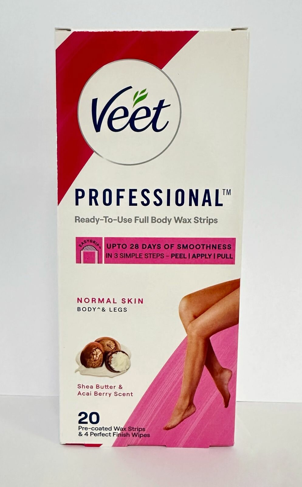 Восковые полоски для депиляции VEET professional shea butter & acai berry scent для нормальной кожи, 20 шт.