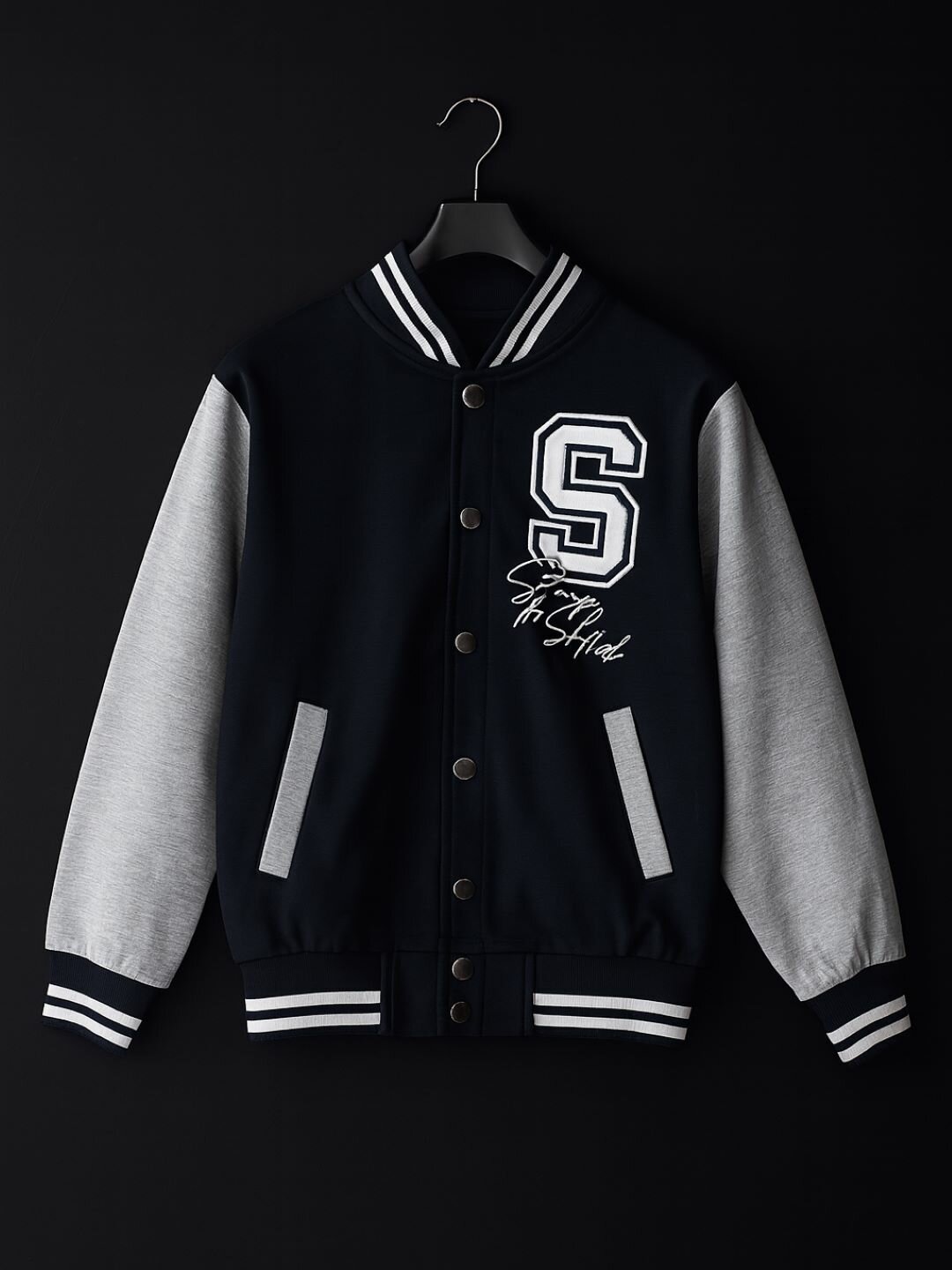 Бомбер DNZ, размер 122, темно-синий/серый — фото 1