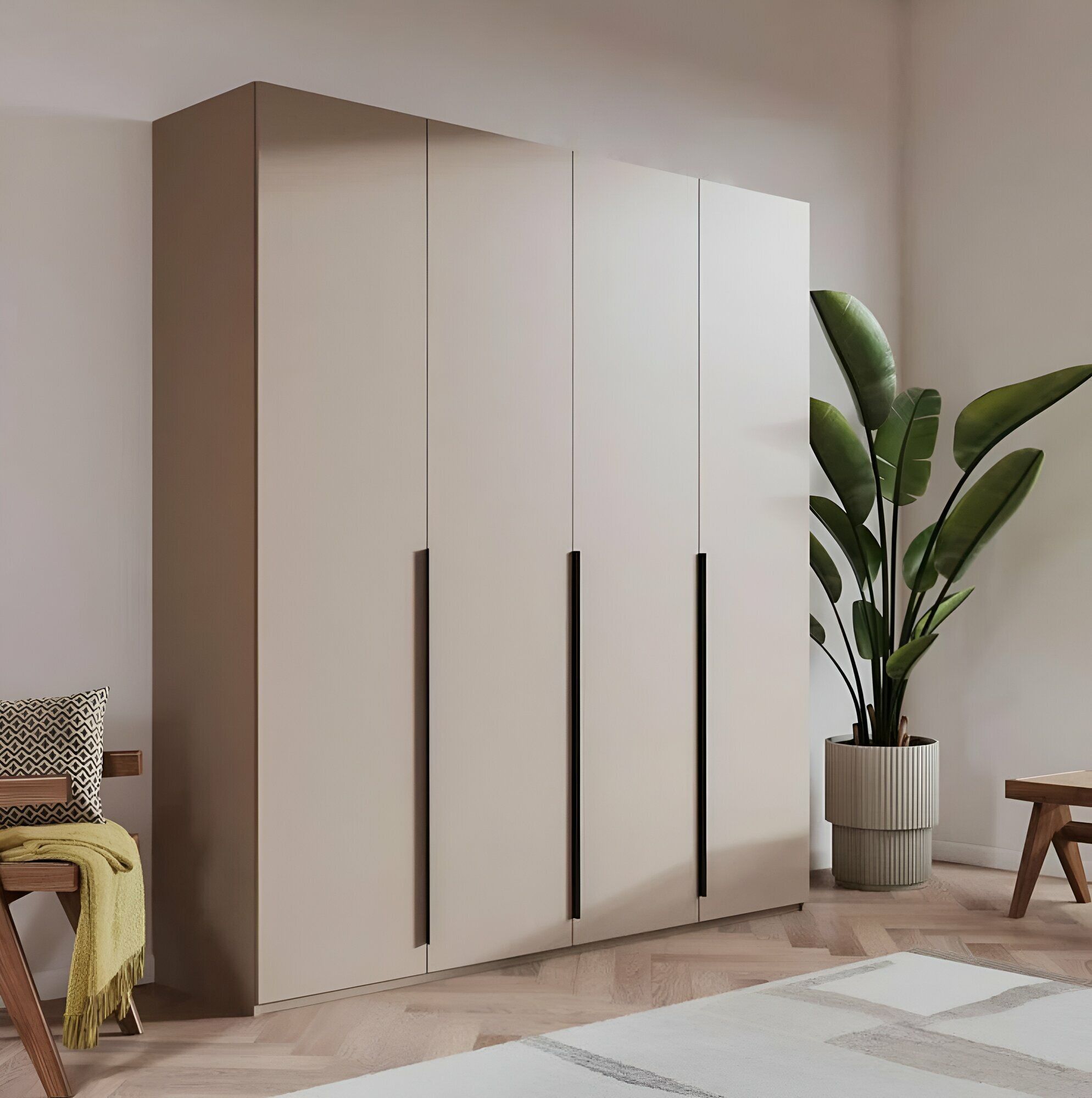 Распашной шкаф Луас-4.2, 4 двери, ЛДСП, 250x45x160 см, Велюр