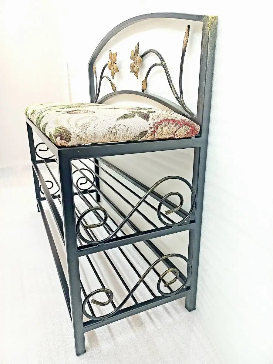 Кованая банкетка №04, Студия кованой мебели Нива, цвет розовая платина — фото 1