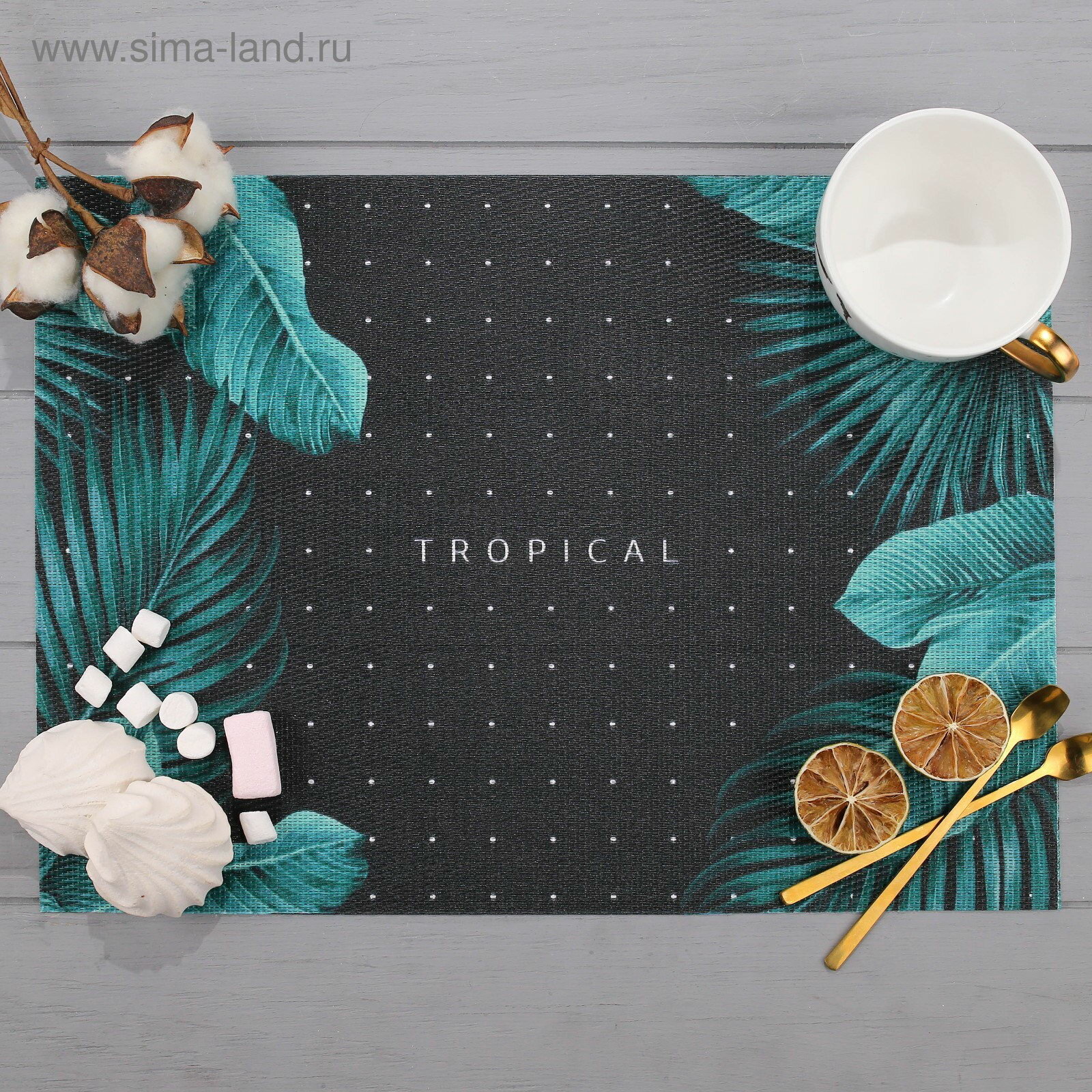Салфетка на стол Tropical ПВХ 40x29 см форма: прямоугольная