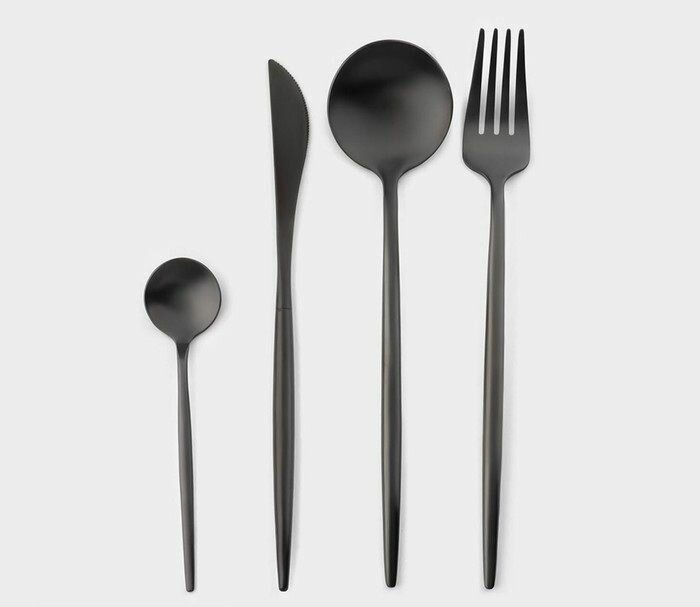 Столовые приборы из нержавеющей стали Фолк  4 предмета цвет чёрный
