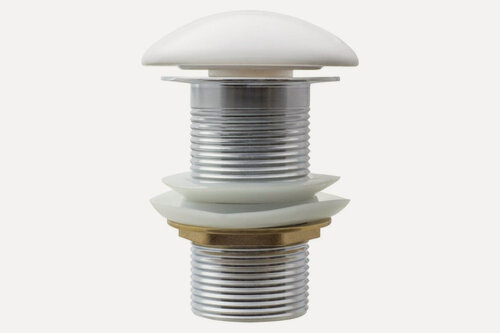 Изображение товара Выпуск MP, донный клапан для умывальника 1.1/4", клик-клак без перелива (белая керамич. крышка)