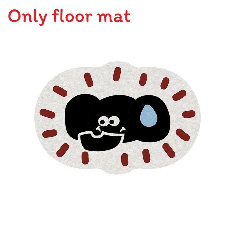 Коврик с рисунком мультяшного потеющего слона из впитывающего полиэстера для гостиной и входной зоны белый 45x70см