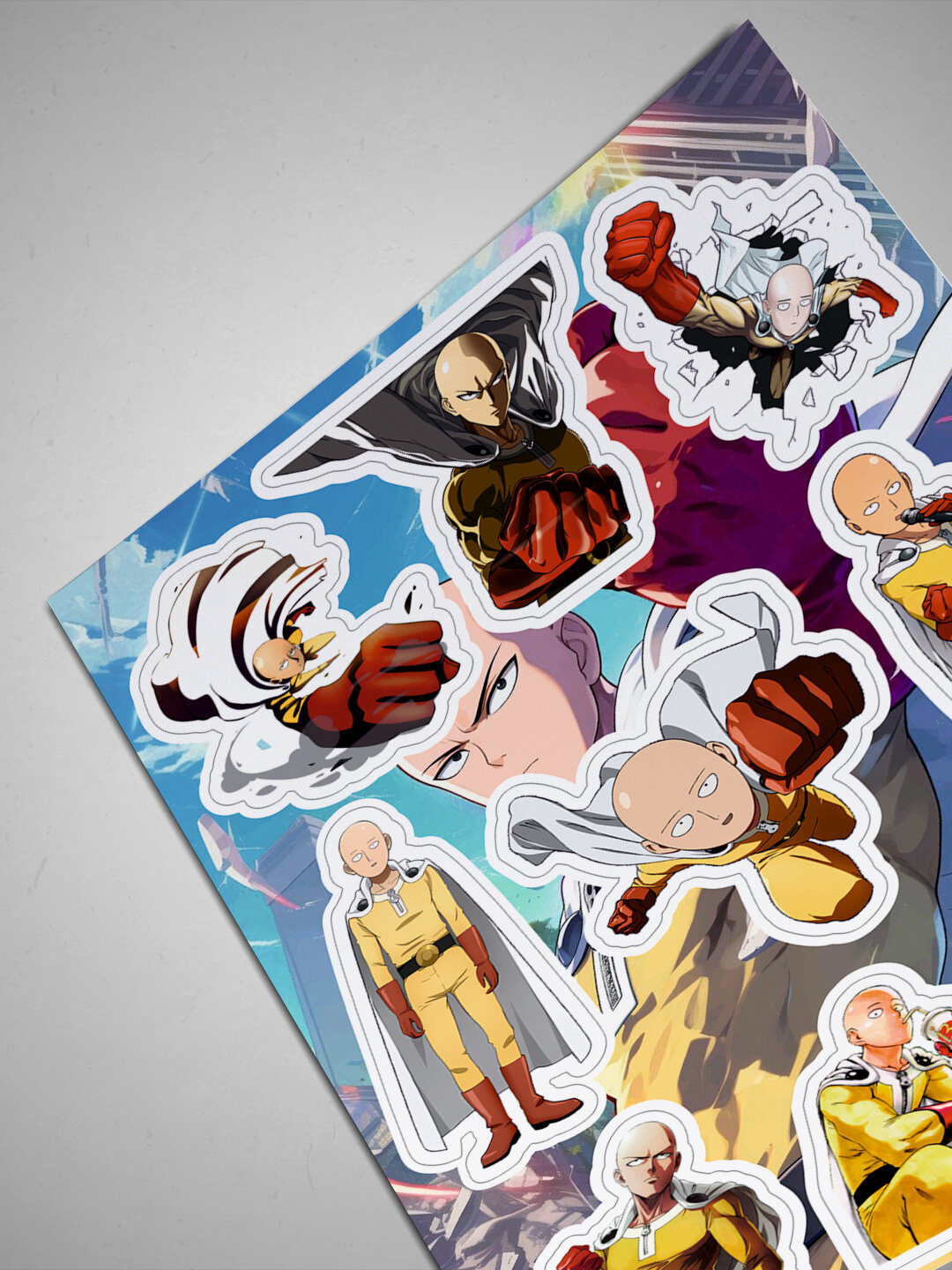 Наклейки из Аниме Ванпанчмен / One Punch Man - Сайтама - Стикеры на телефон и авто — фото 1