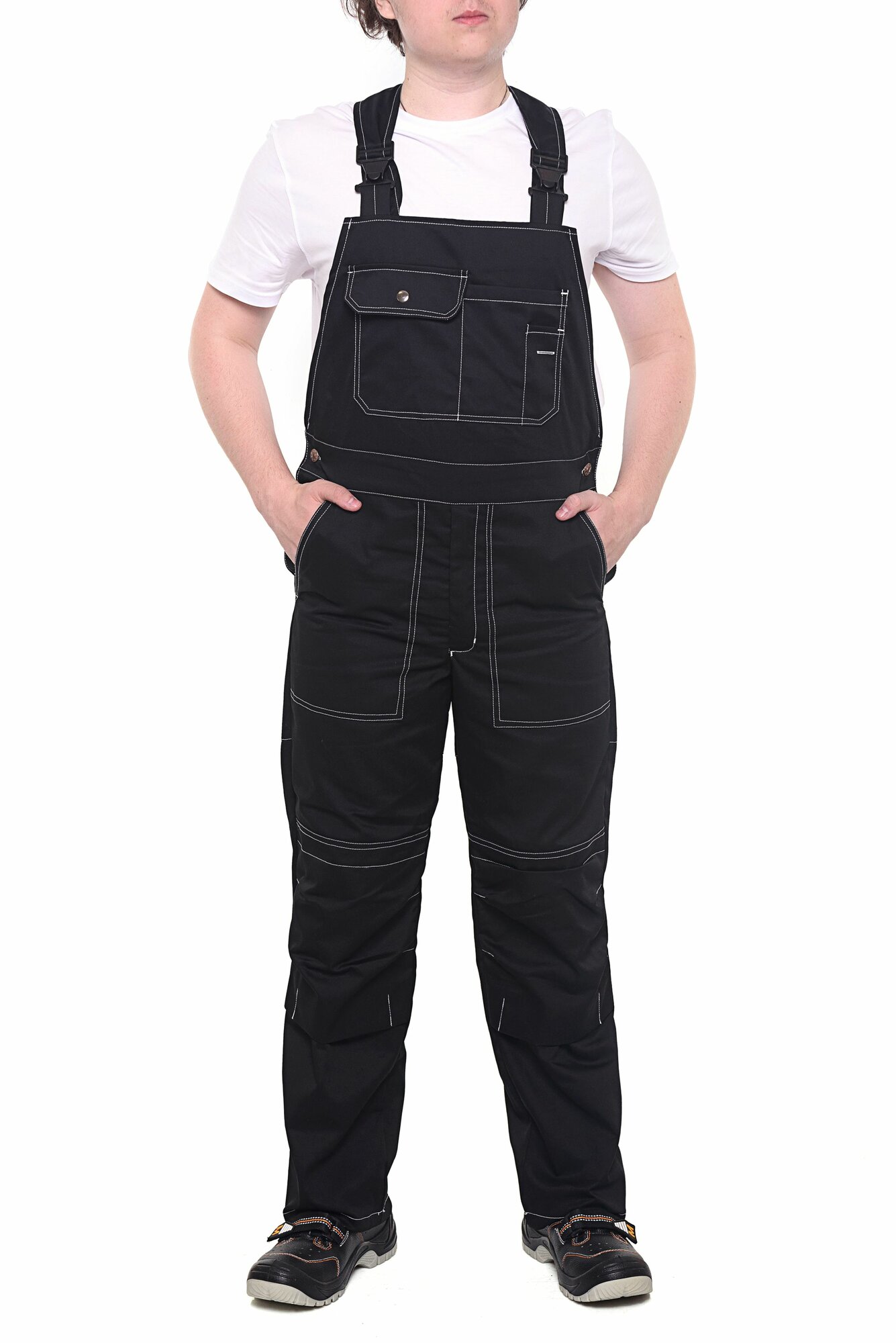 Полукомбинезон рабочий Чикаго мужской черный Б размер 56-58 рост 182-188 летний плотная ткань