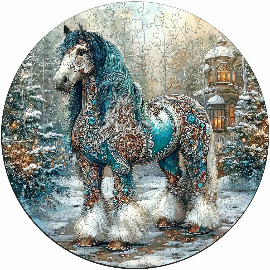 Деревянный пазл BoberBox "Хранительница снежных троп" круглый