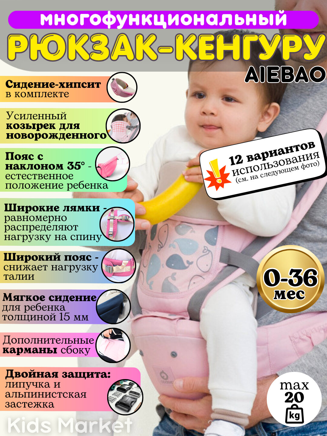 Кенгуру сумка, рюкзак для мамы, хипсит сумка, переноска для детей