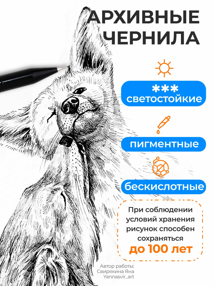 Капиллярная ручка Малевичъ GrafArt PRO, черный линер 05 (линия 0,45 мм) — фото 1