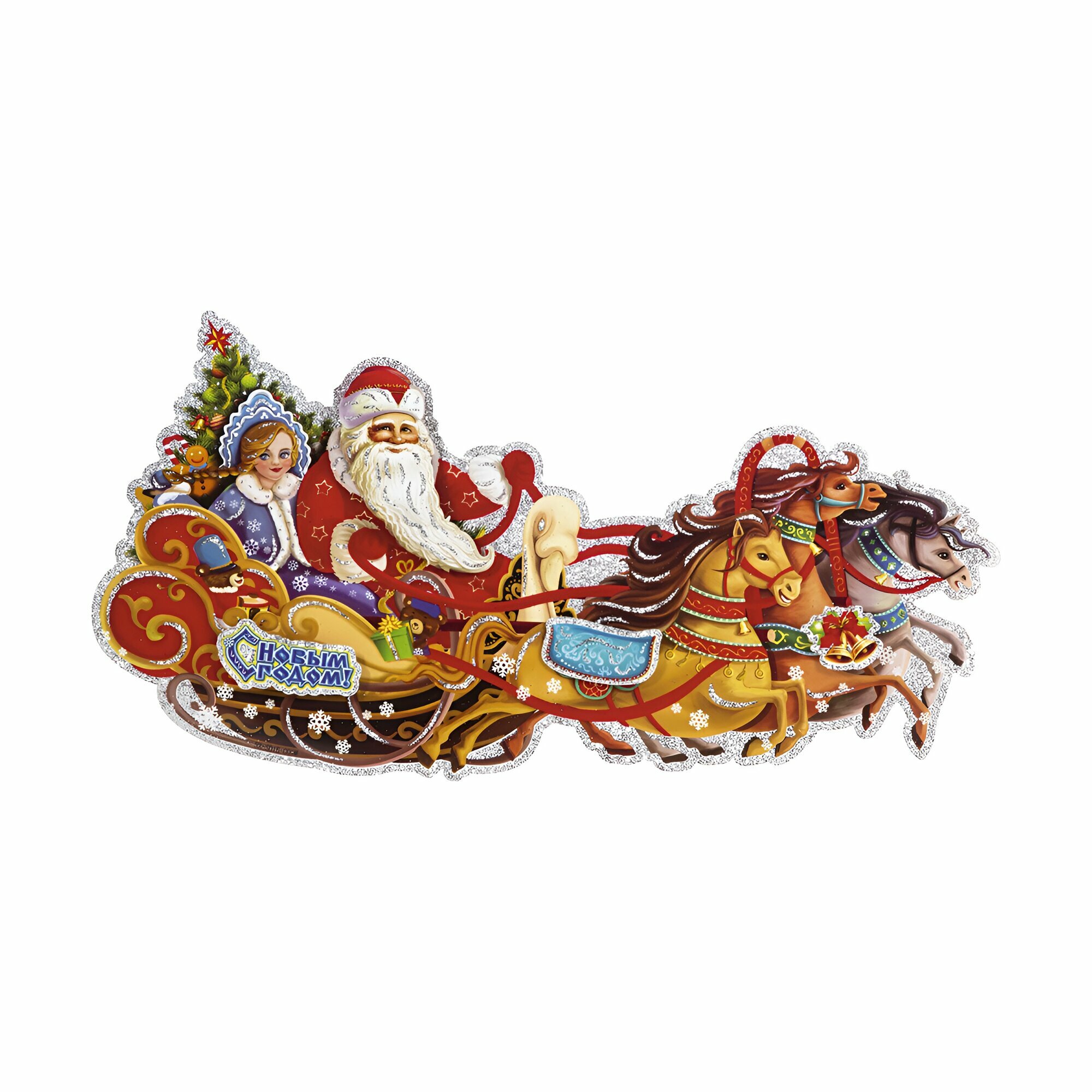 Наклейка интерьерная новогодняя c 3D-эффектом Волшебная страна Тройка 46 x 23 см