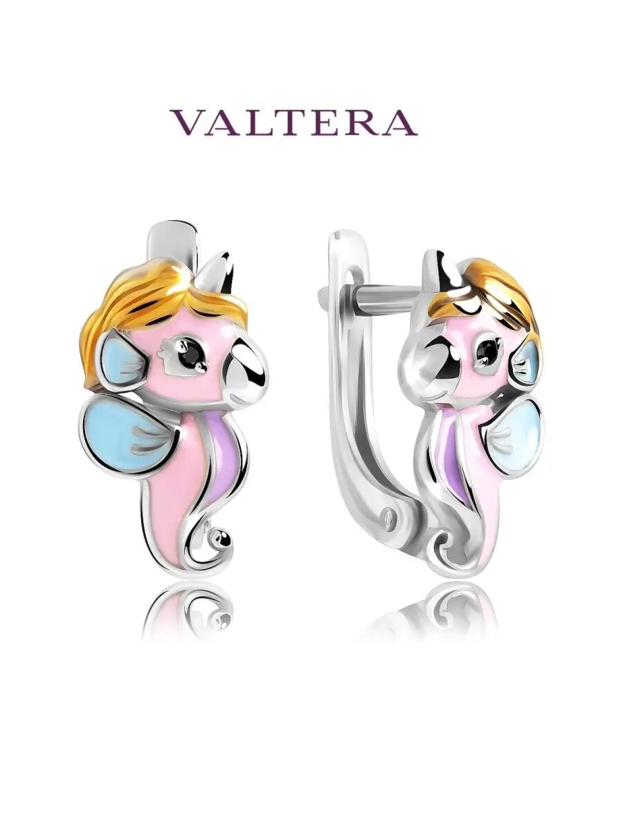 Серьги, серебро, 925 проба, эмаль