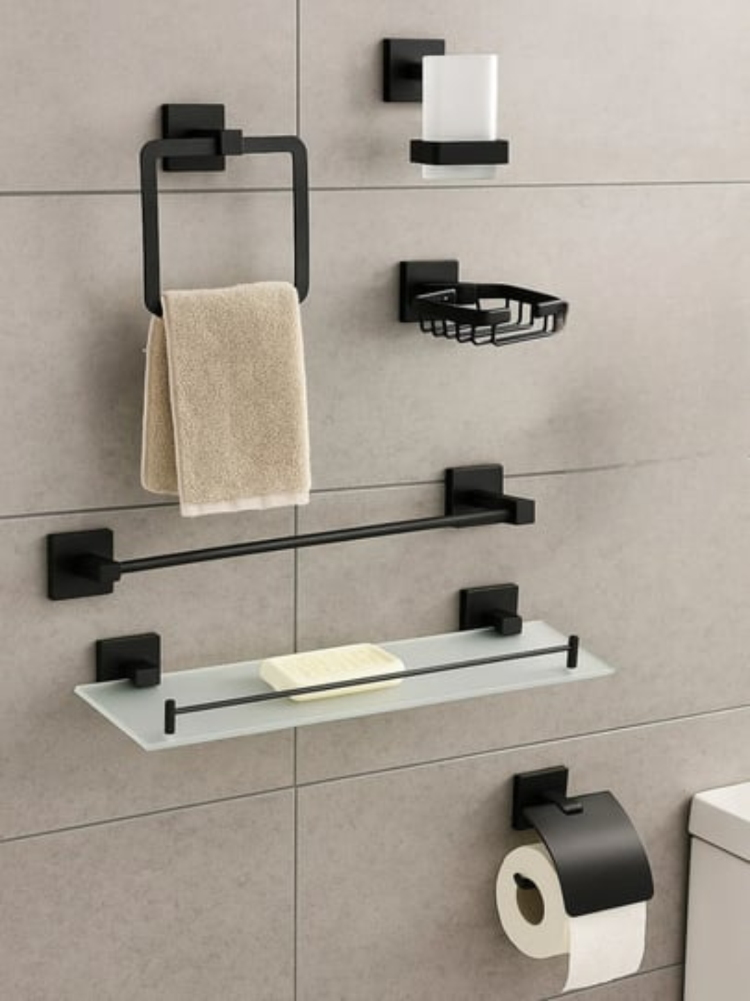 Набор аксессуаров для ванной комнаты R2800-12 Grey, из нержавеющей стали