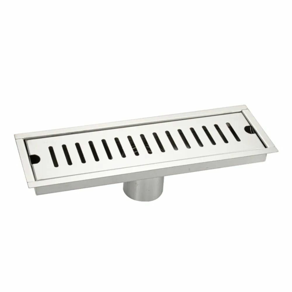 Трап 300х100 мм из нержавеющей стали толщина 08 мм линейный вертикальный улучшенный с зазором под плитку с гидрозатвором