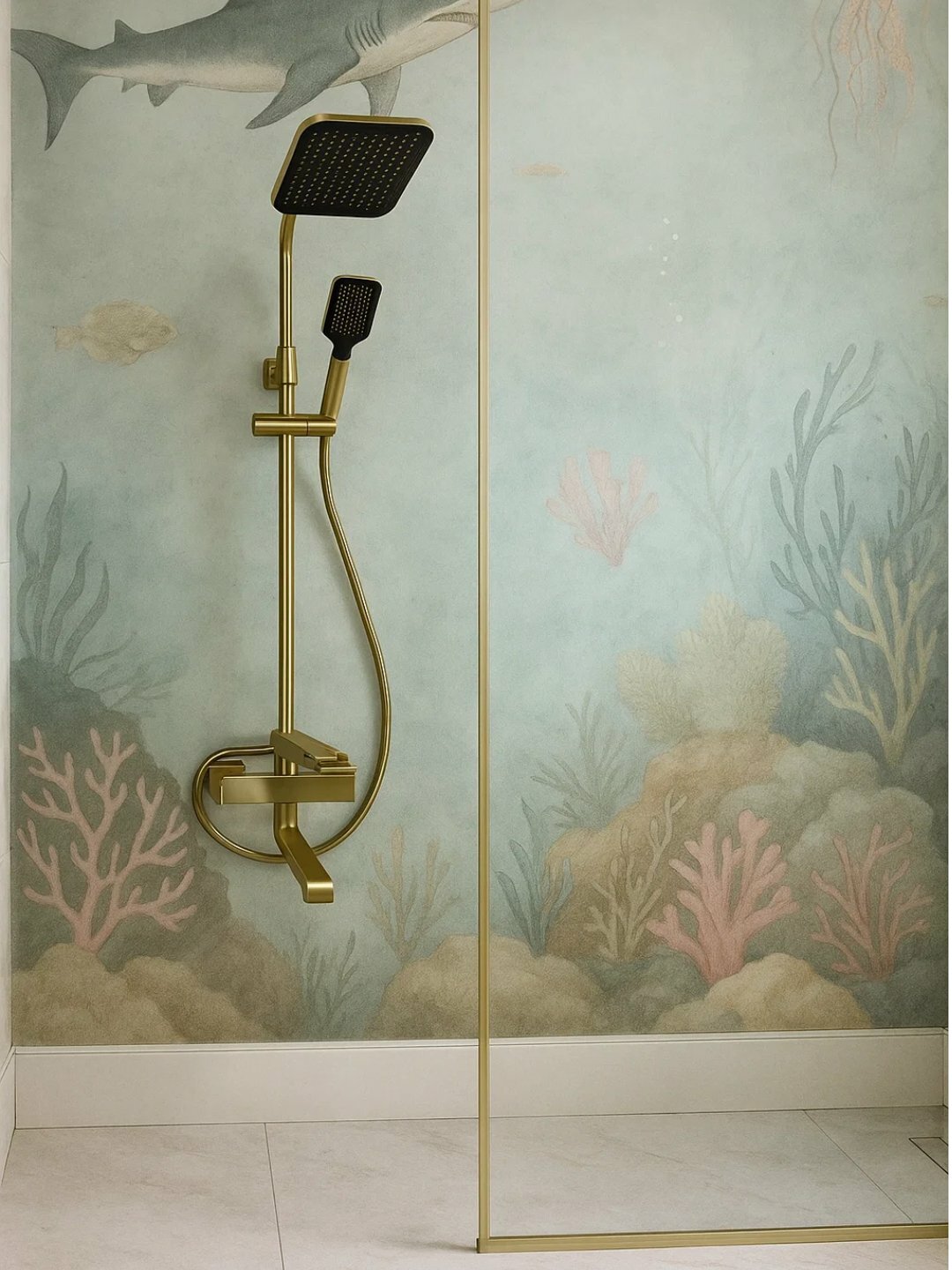 Латунная тропическая система в золоте и чёрном с 2 режимами