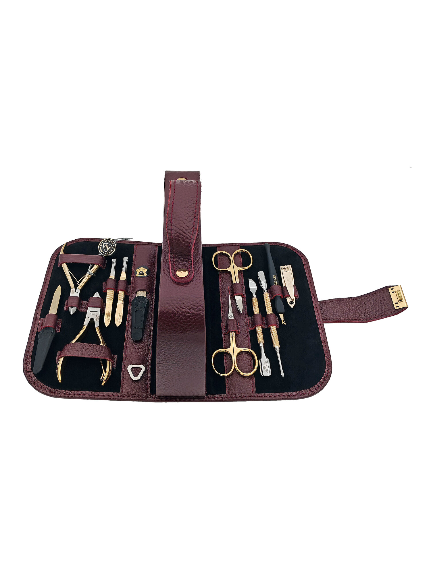 Картинки Маникюрный набор Zinger MS-1101 BG, 12 предметов, натуральная кожа, позолоченный/сиреневый