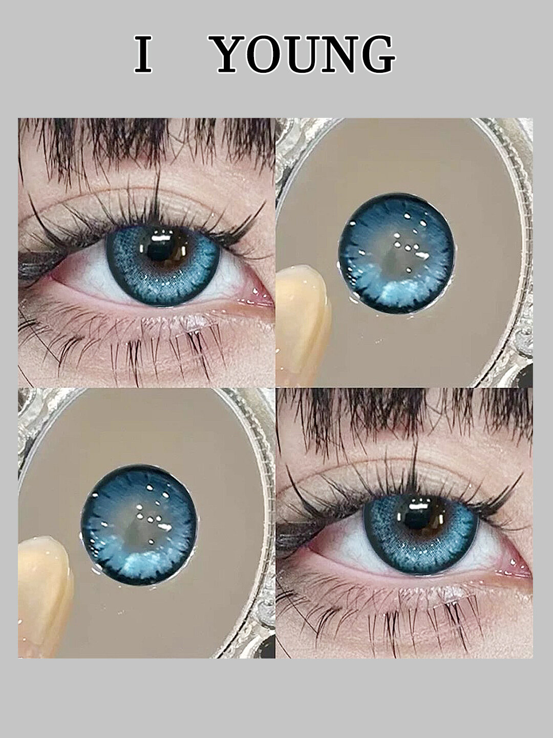 Цветные косметические контактные линзы для глаз I- YOUNG, синий линза, без диоптрий
