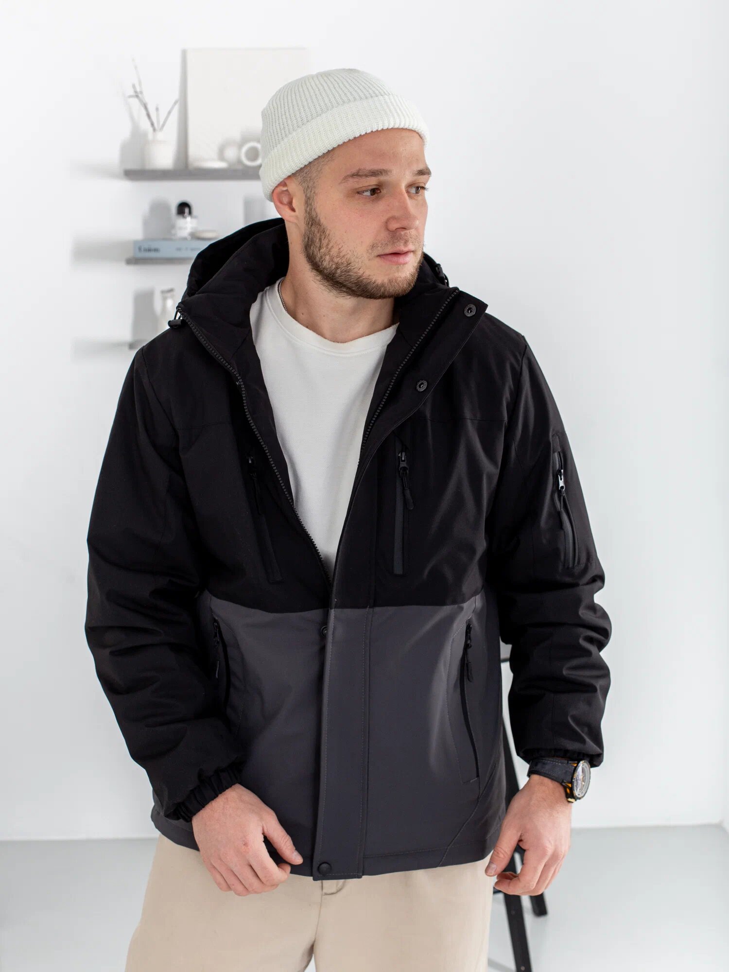 Куртка MADMAN Осень-зима 2025 размер 3XL-4XL черный/серый