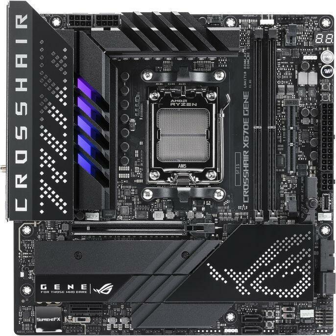 Материнская плата ASUS ROG Crosshair X670E Gene (AM5, mATX, PCIe 5.0, WiFi 6E), черный
