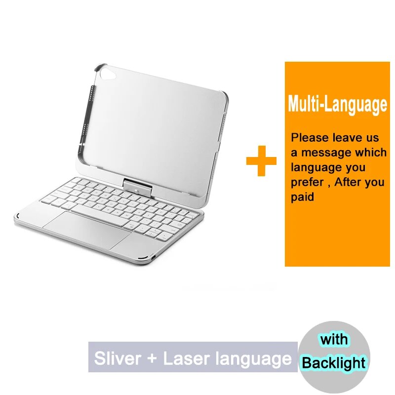 Чехол с Bluetooth клавиатурой для iPad Mini 6, 7, 8 For iPad Mini7 8.3, SliverBacklit Laser