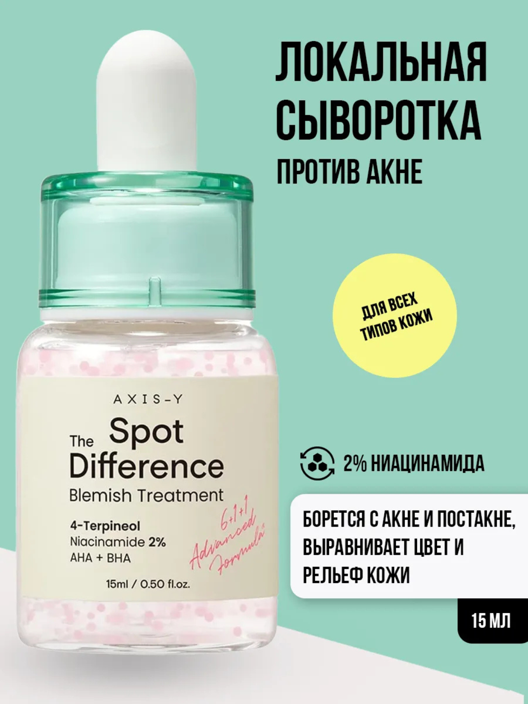 Сыворотка AXIS-Y, против акне, точечная, 2% ниацинамид, Корея