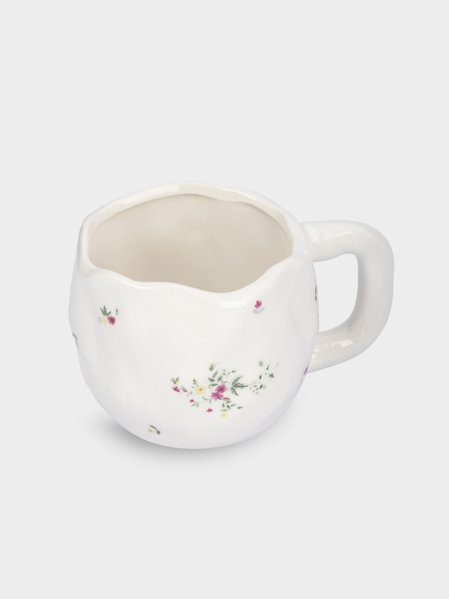 Кружка, 550 мл, керамика, белая, Цветы, Meadow — фото 1