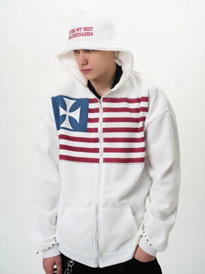 Водолазка  Молодежная стильная зип худи в стили y2k, размер S,M,L,XL,2XL, 000 белый — фото 1