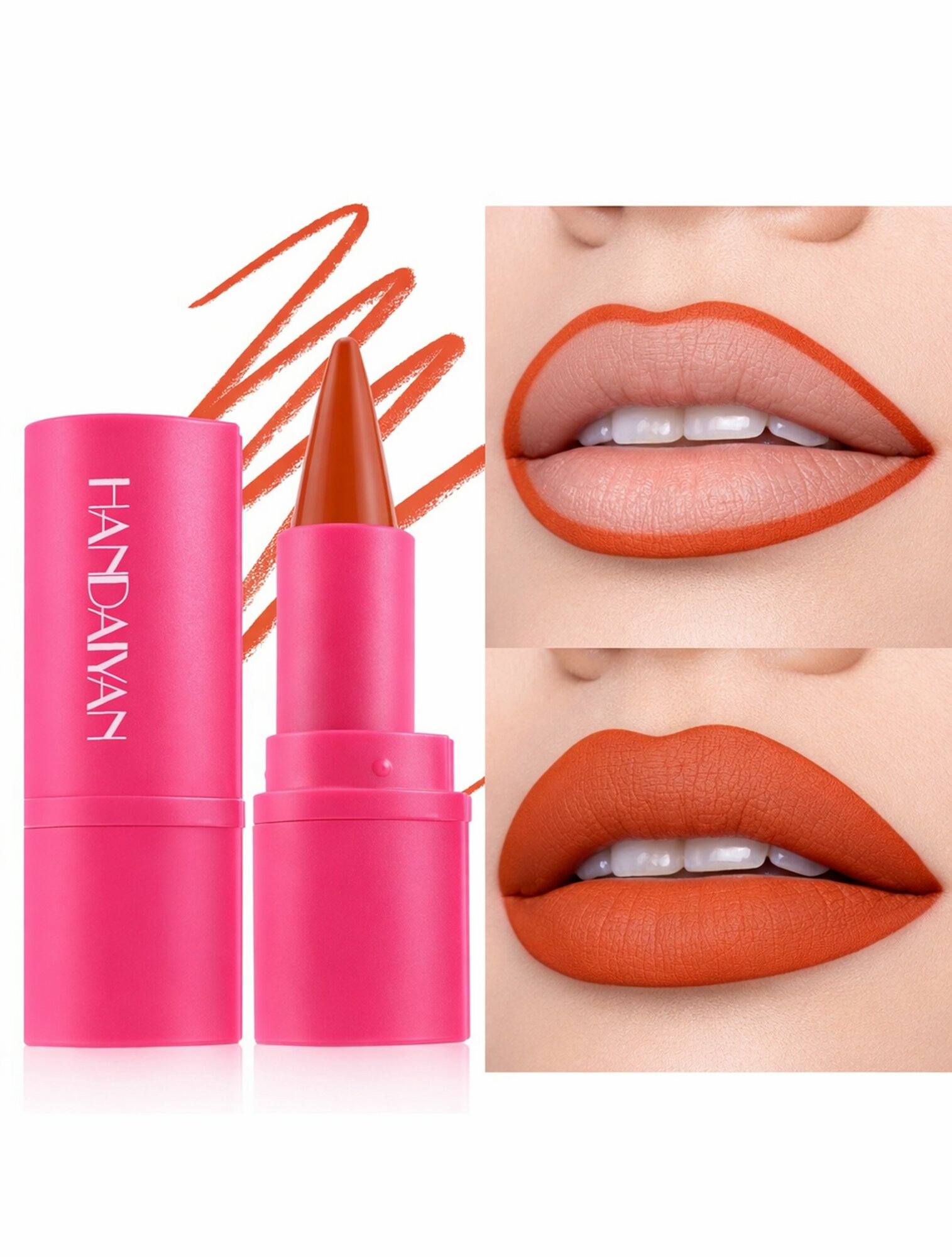 Помада-карандаш HANDAYAN, для губ, персиковая, 2 в 1, карандаш и помада