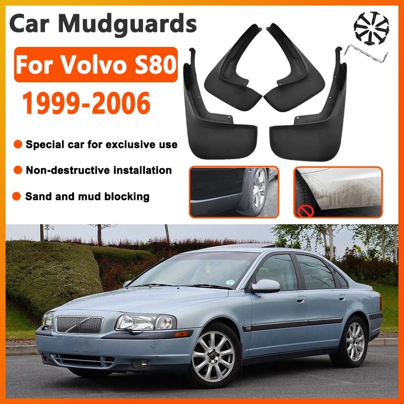 Автомобильные брызговики для Volvo S80, аксессуары MK1 2004 1999-2006, защита от брызг, 4 шт, авто брызговики, брызговики, крылья, автомобильные аксессуары