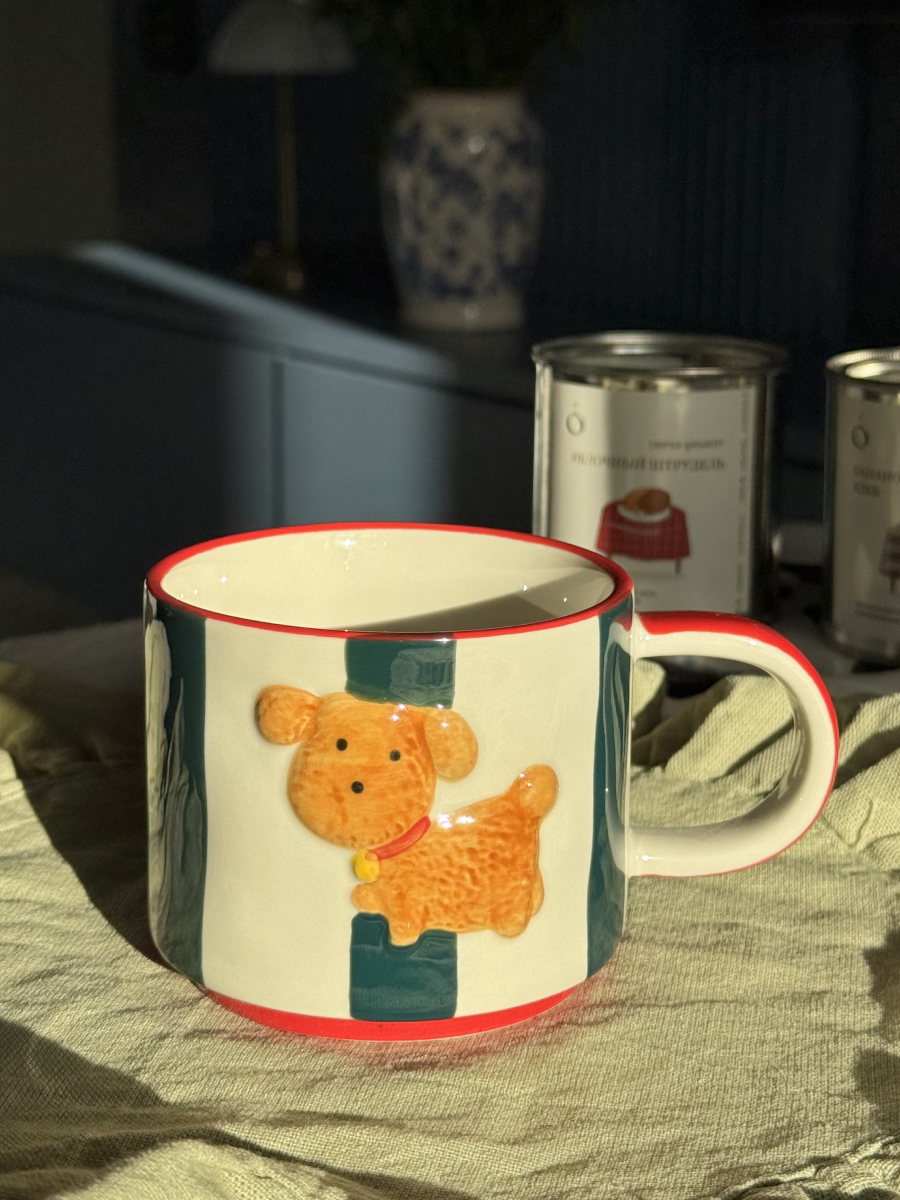 Кружка эстетическая чашка pinterest от " DB HOMME " , 300мл Зеленая собачка