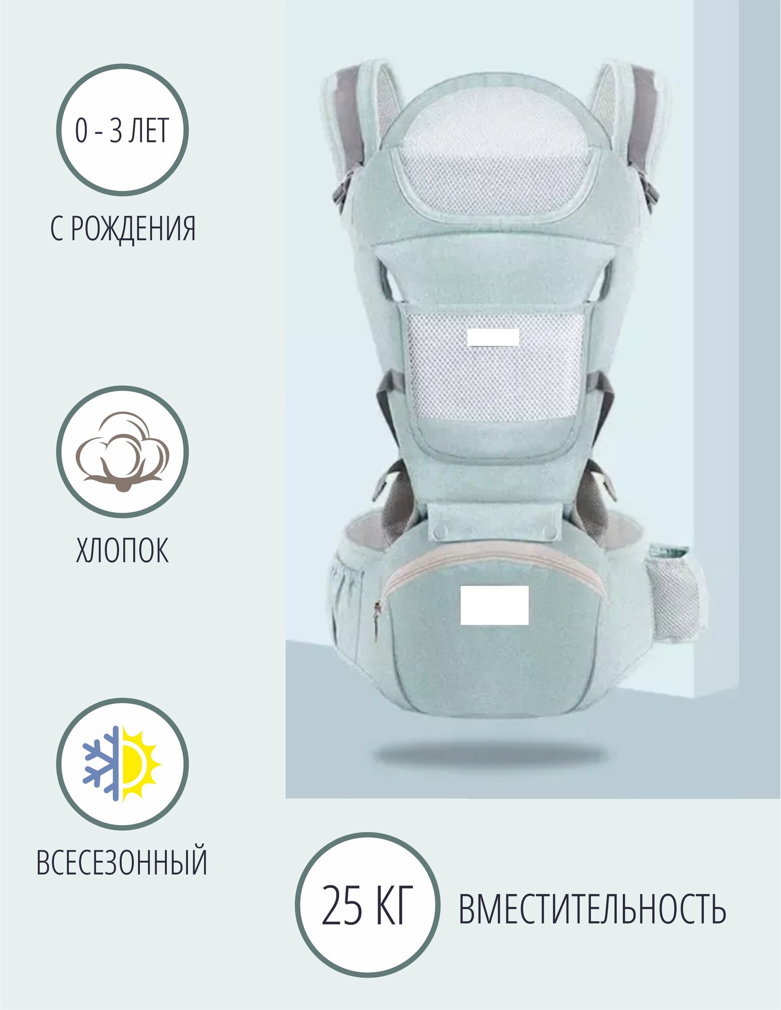 Рюкзак-переноска Техномама. Кенгуру-слинг для переноски ребенка, зелёный