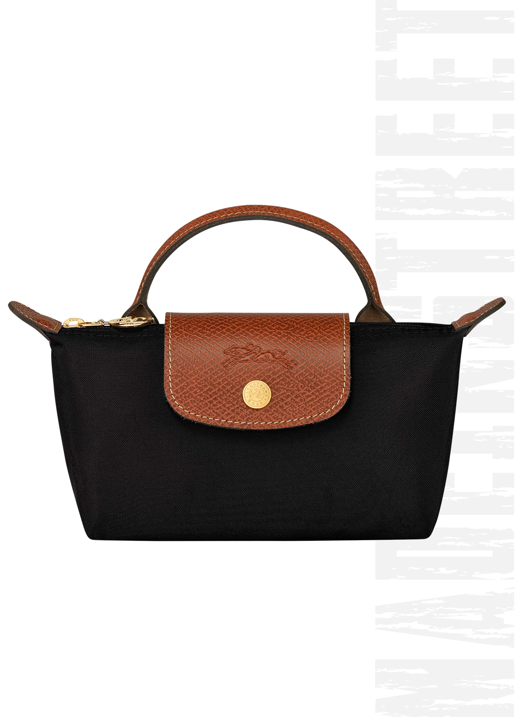Сумка тоут Longchamp LE PLIAGE ORIGINAL POUCH WITH HANDLE Black - Recycled Canvas 17x5.5x11 (ДxШxВ) 
