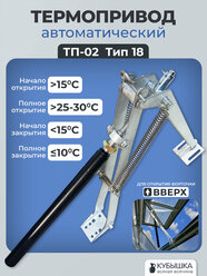 Термопривод автоматический ТП-02 Тип-18 для автоматического проветривания теплиц и парников, гидравлический.