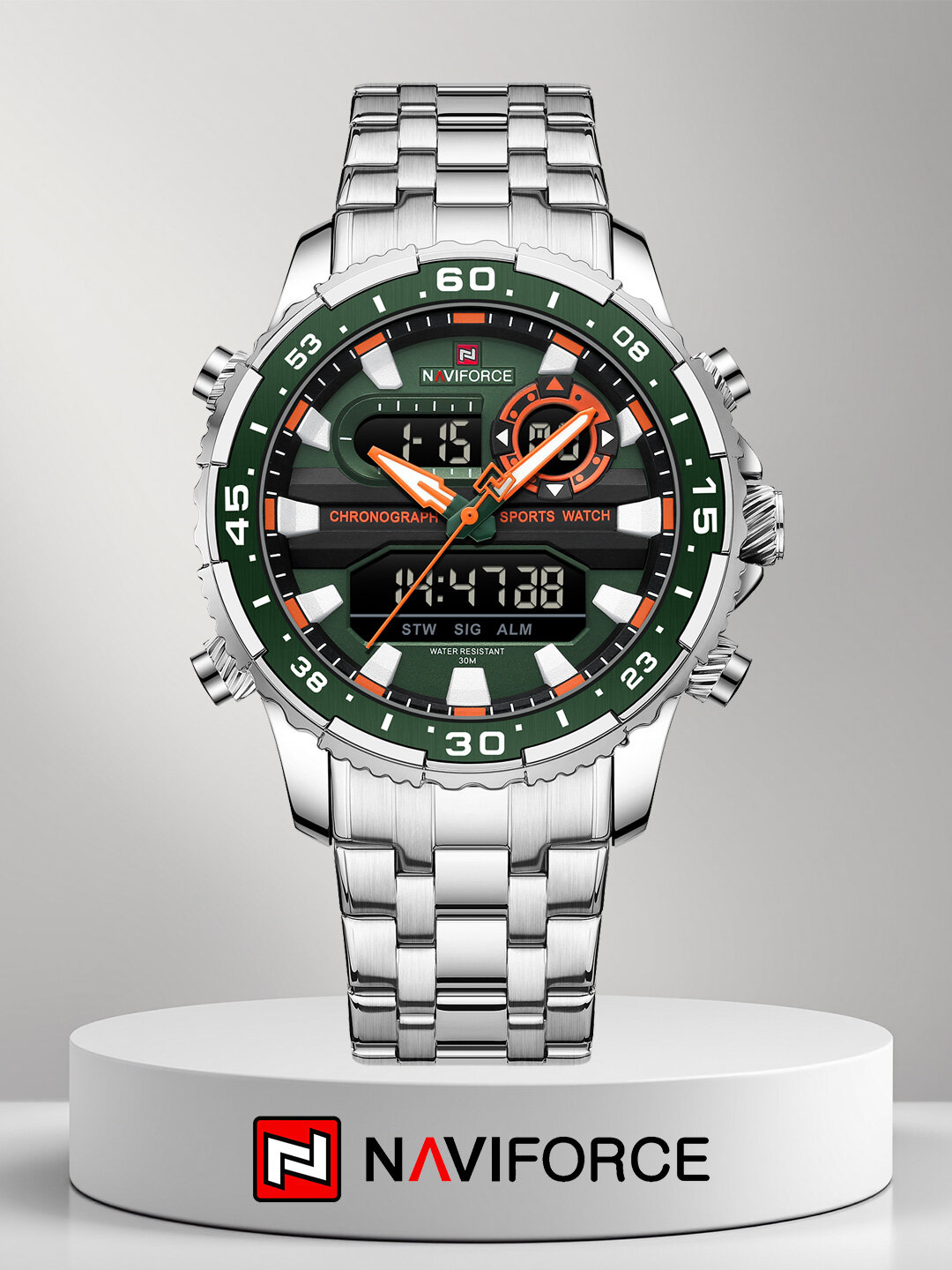 Наручные часы Naviforce, зеленый/серебристый