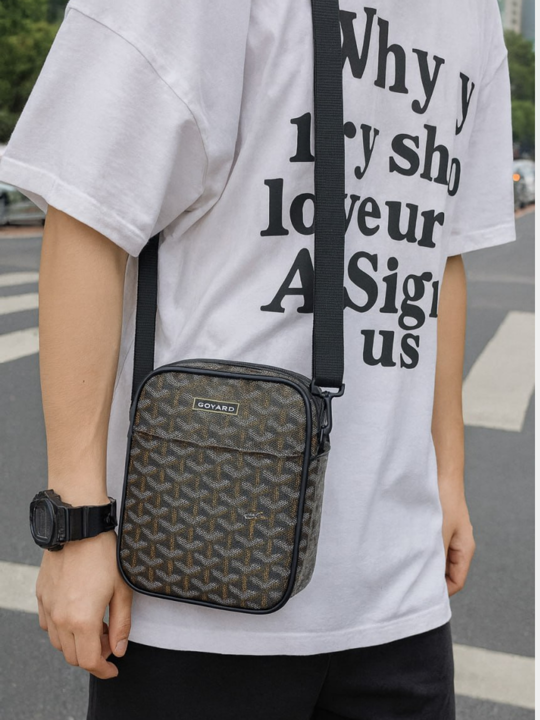 Сумка-рюкзак Goyard, фактура матовая, черный