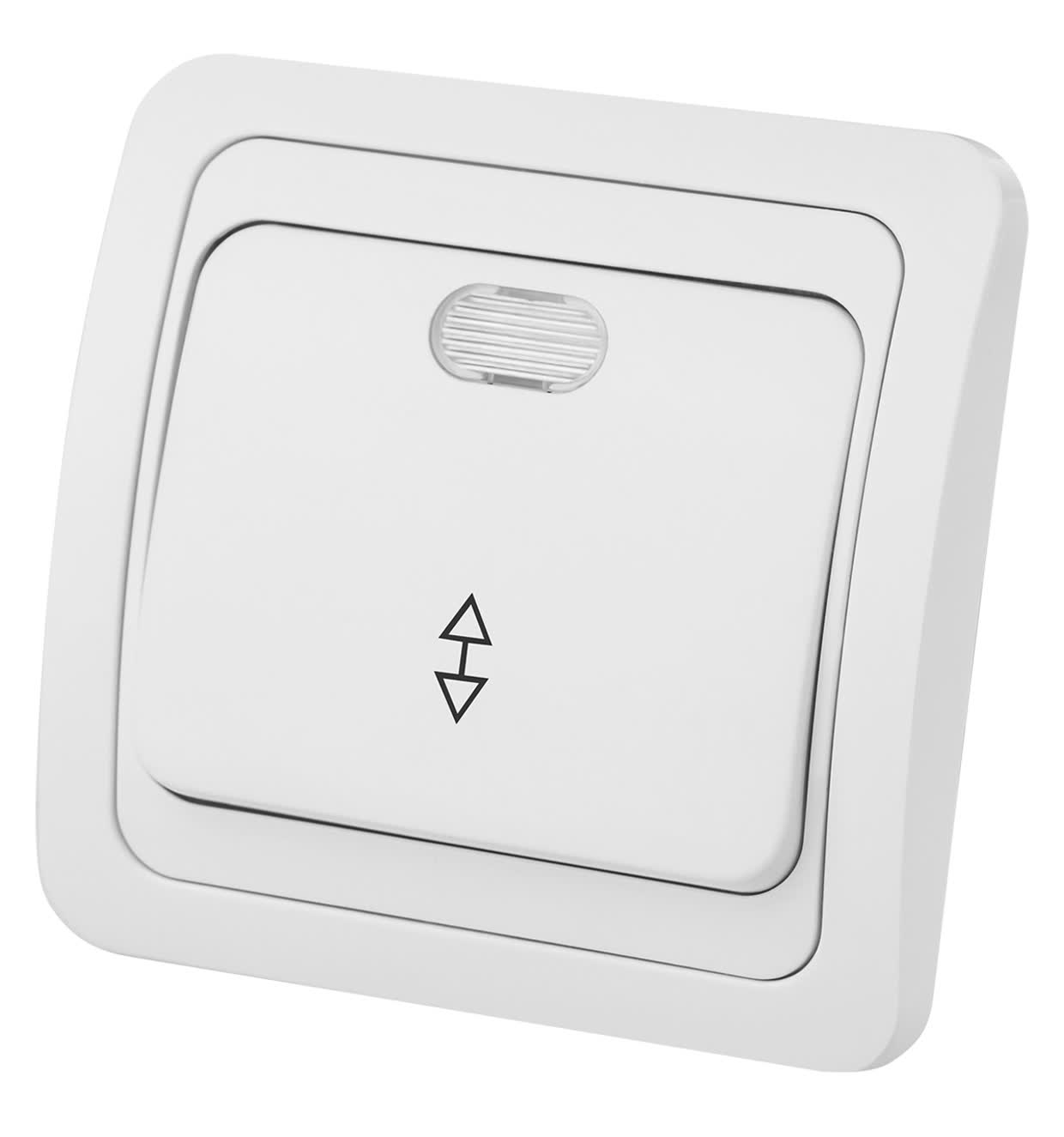 Проходной выключатель TDM Electric / ТДМ Электрик Валдай с подсветкой в пластиковом корпусе белый 82х82х29мм 10А 250В IP20 / электрика