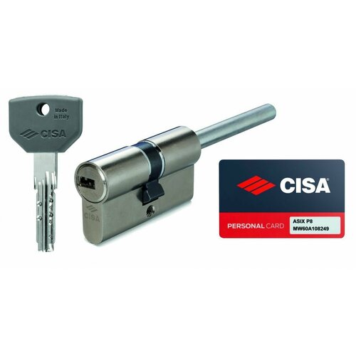 фото Цилиндр cisa 1.0q317.90.0.12sd серии asix p8 ключ-шток 80мм (50х30) никель