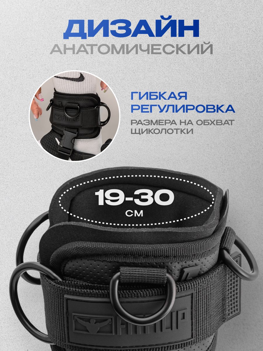 Манжеты для ног и рук FITFILIP, комплект 2 шт, универсальные, черные — фото 1