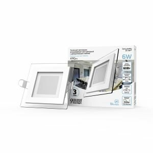 Светильник встраиваемый Gauss Glass LED 6 Вт 4000K 490 Лм 185-265 В IP20 белый